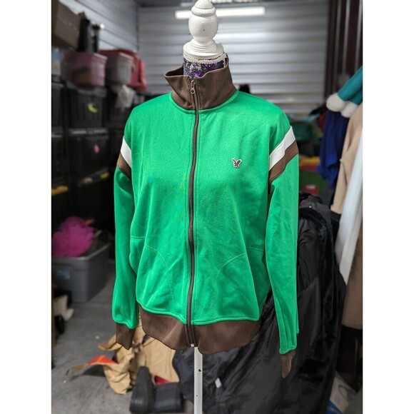 Vintage American Eagle Medium Sportswear Green Zip Up Track Jacket Y2K - Picture 2 of 10